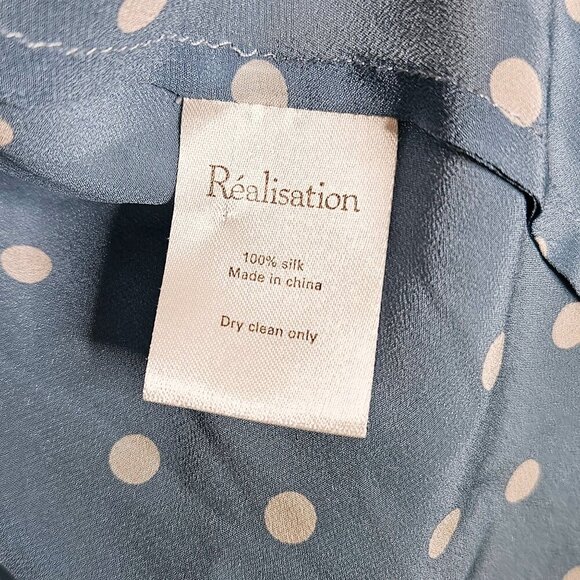 Realisation Par Alexandra Blue Polka‎ Dot Wrap Mini Dress Size M - Picture 9 of 13
